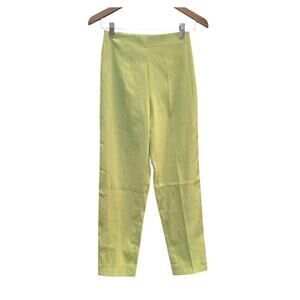 Lauren Vidal Paris Pants Womens Lime Green Cropped Stretch High Rise Trousers U